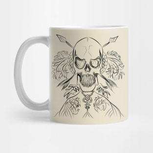 indian skull with leafs Mug